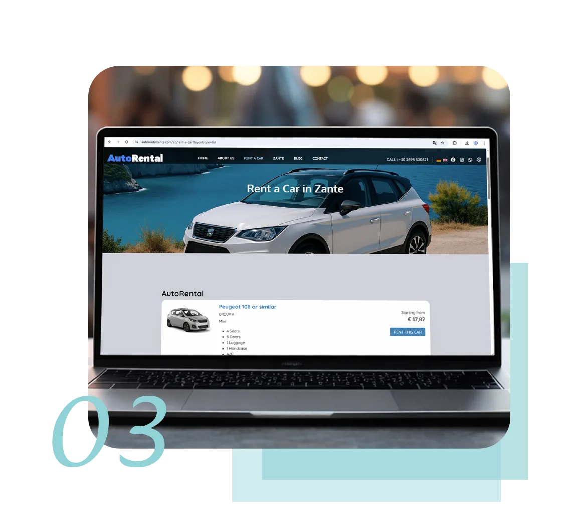 Responsive Autorental Zante booking flow