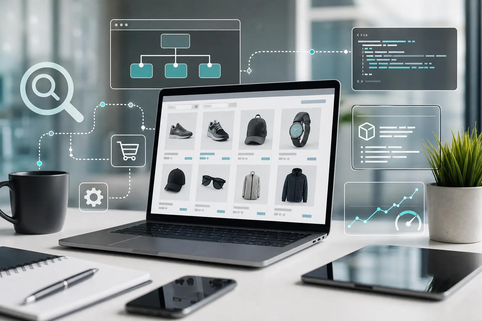 Technical SEO για e-shop με δομή κατηγοριών, προϊόντα, schema και performance metrics