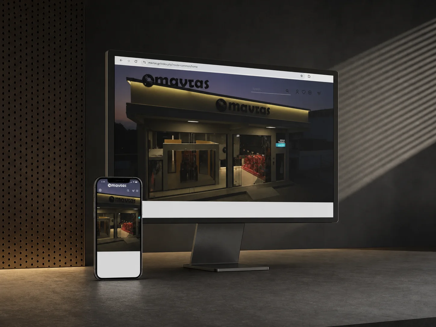 Mavtas shading systems and insect screens OpenCart eShop presented on desktop and mobile screens