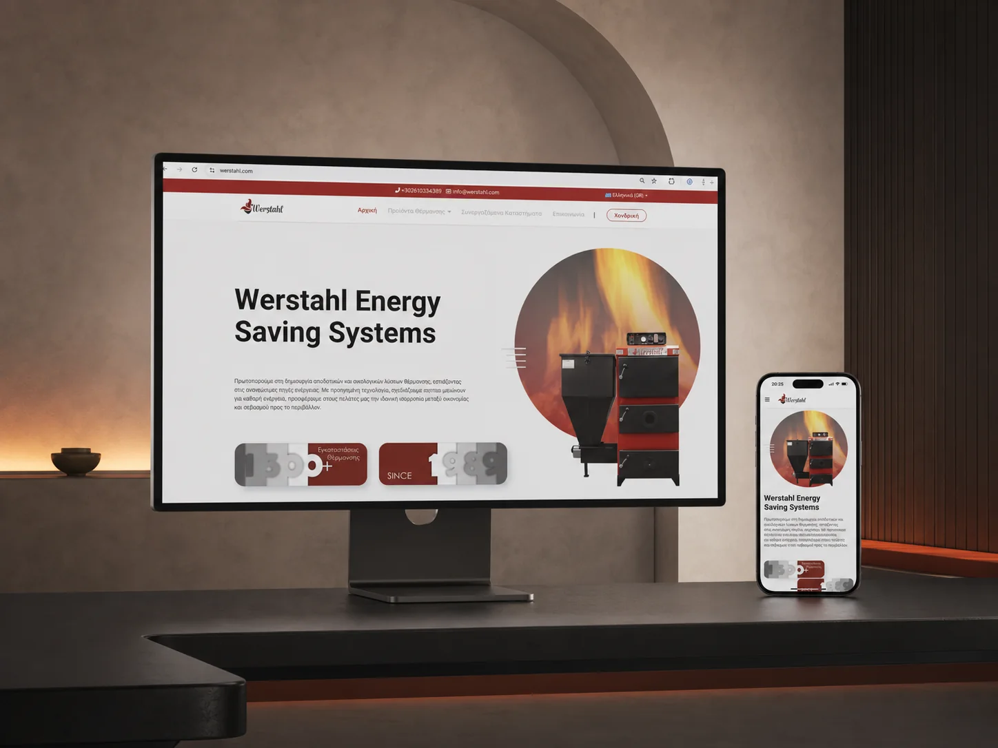 Werstahl energy systems website presented on desktop and mobile screens