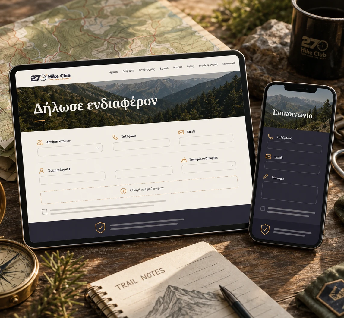 Οι custom φόρμες δήλωσης ενδιαφέροντος και επικοινωνίας του 270 Hike Club